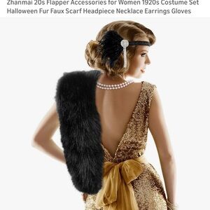 Vintage-Inspired 1920s Flapper Costume Accessory Set - Black